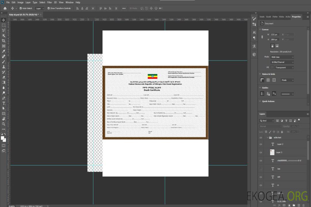 Certificat de décès en Ethiopie template Certificat de décès en Ethiopie template